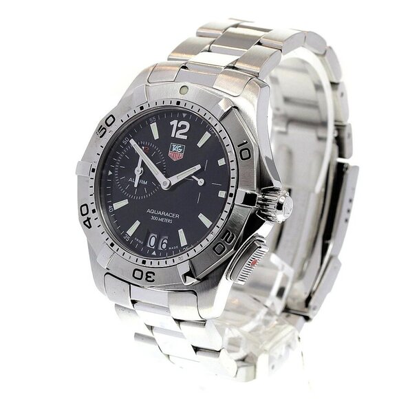 TAG HEUER Aqua racer WAF111Z Date alarm black Dial Quartz Men's Watch